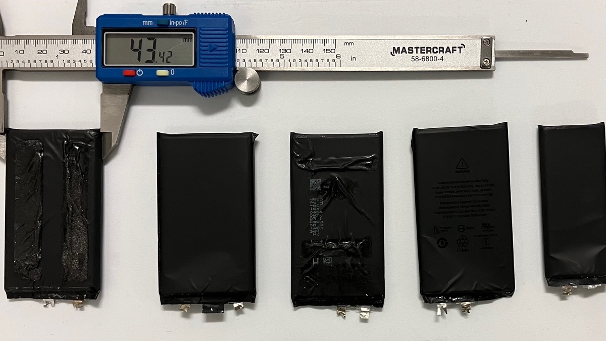 Battery cells extracted from a laptop